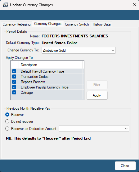 Update Currency changes ZiG