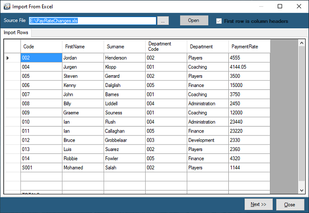 Microsoft Excel - Import - Open