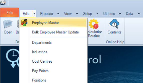 Edit Employee Master Menu