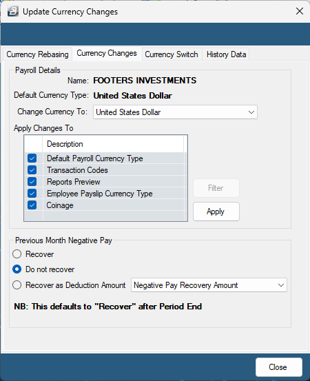 Currency Switch Multi to USD