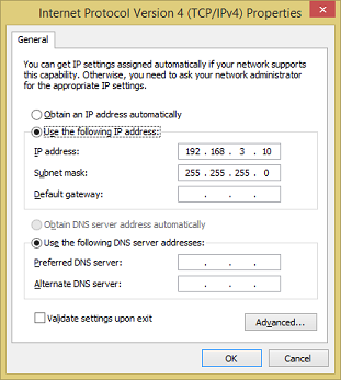 Control Panel - IP Address