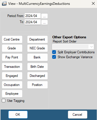 Multicurrency Export