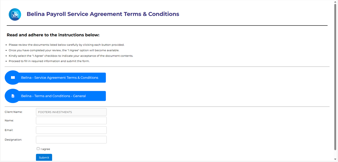 Agree to terms and conditions window