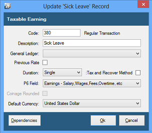 Transaction Code - Sick Leave