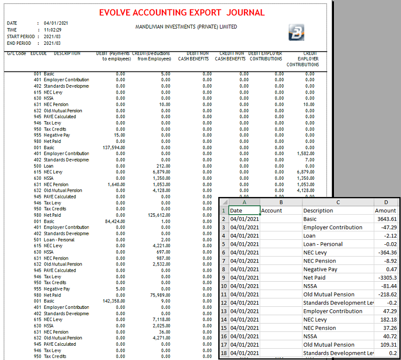 Export - Accounting - EvolveReport