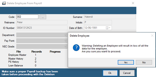 Deletion of Employee