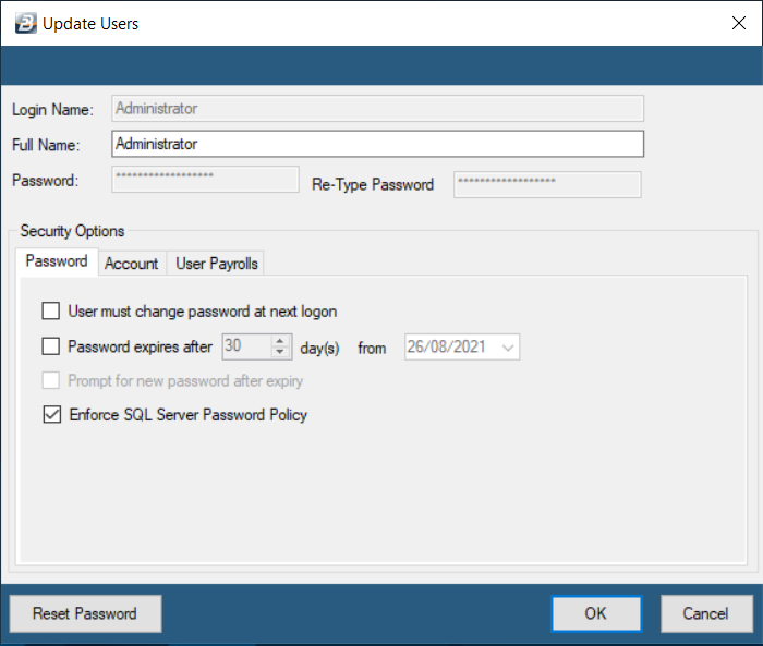 Update Users - Password