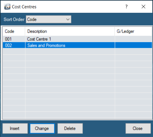 Cost Centre Close