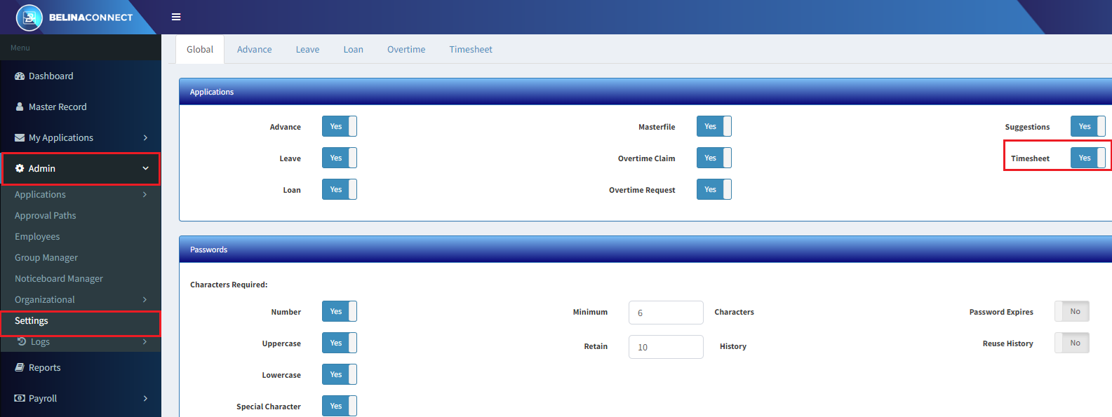 Enabling Timesheet