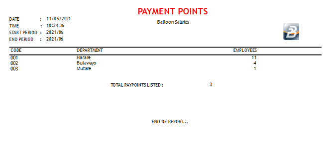 Reports - Payment Points