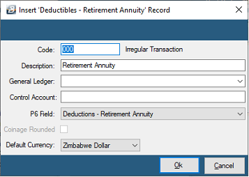 Deductibles - Retirement Annuity