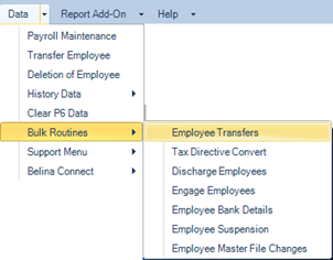 Employee Transfer - Bulk Menu