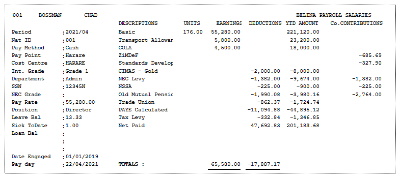 Reports - Payslips - Standard Custom 3 per page