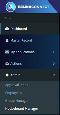 Connect - Noticeboard Manager Menu