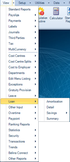 Reports Menu - Loan