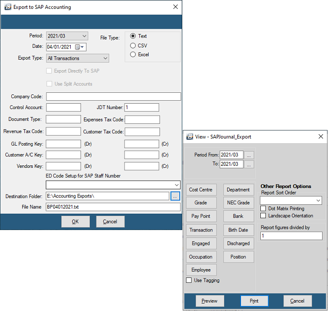 Export - Accounting - SAP
