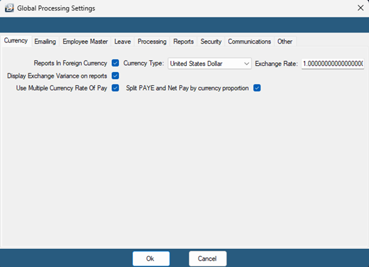 Multicurrency Global Defaults