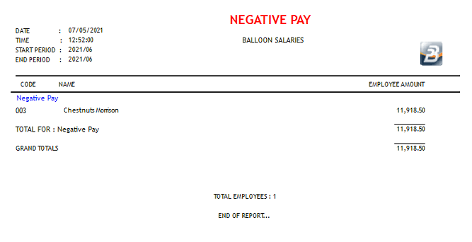 Reports - Negative Pay