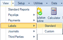 Reports Menu - Labels