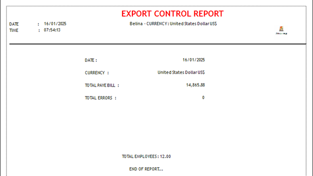 Export Control Report