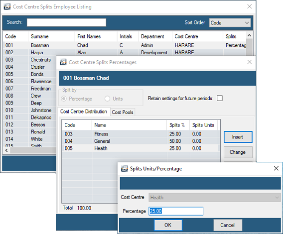 Cost Centre - Splits
