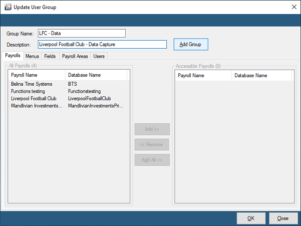 Security - Groups - Add Group