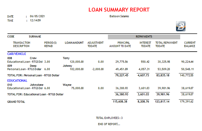 Reports - Loan Summary