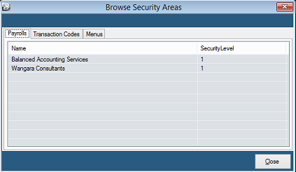 Security - Areas - Payrolls