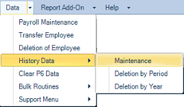 History Maintenance - Menu