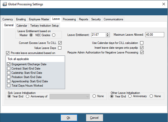 Leave - Convert excess to CILL