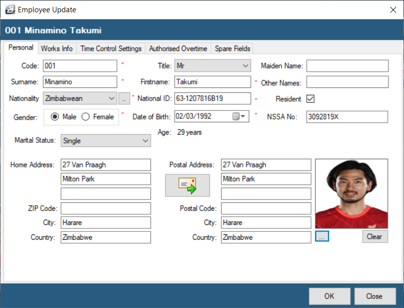 Employee Personal Populated