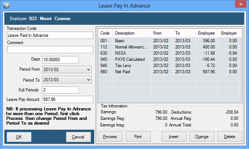 Leave - Paid in Advance