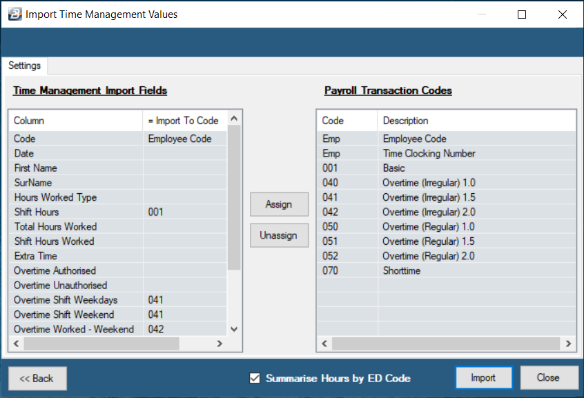 ImportTimeToTransactionCodes
