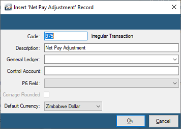 NetPayAdjustmentCode