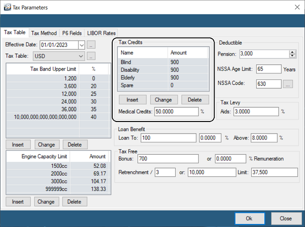TaxTableTabCredits