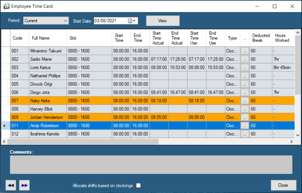 TimeCardByDate