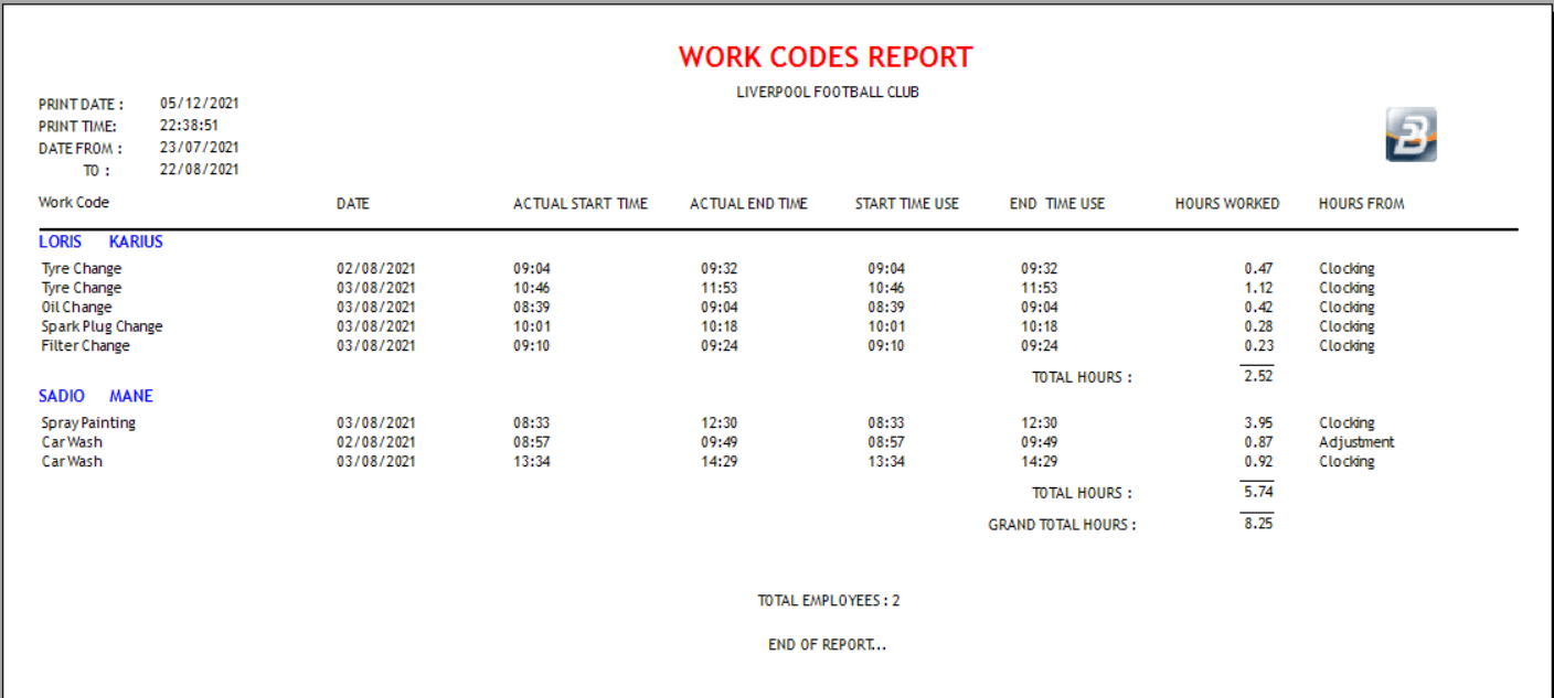 WorkCodesDetailReport
